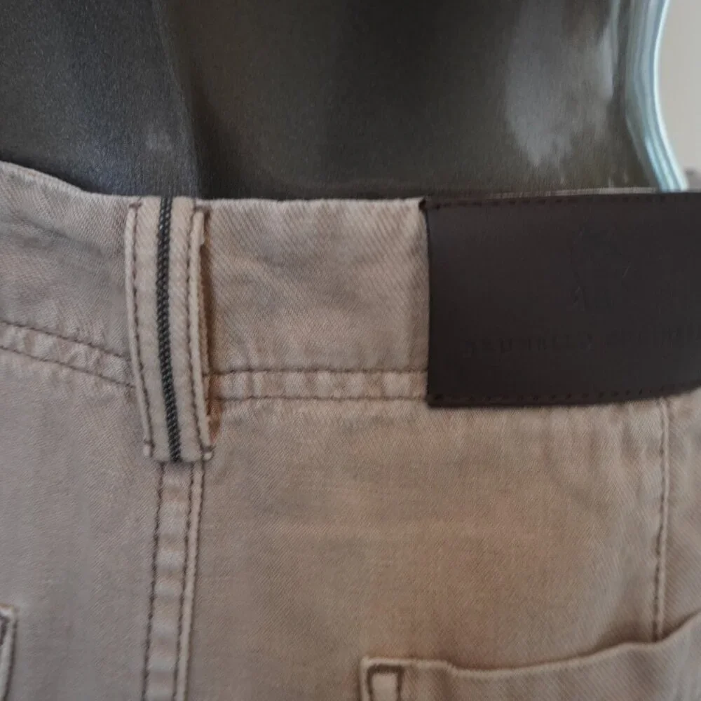 Brunello Cucinelli Monili Skirt Denim Linen Long Straight High Slit Size 6 New
